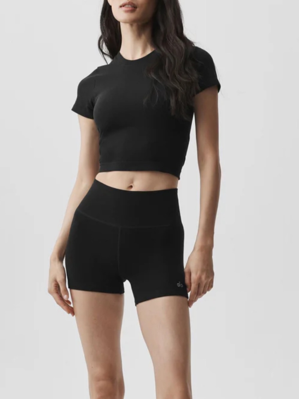 ALO NWOT High-Waist Black Ribbed Women’s Active Shorts